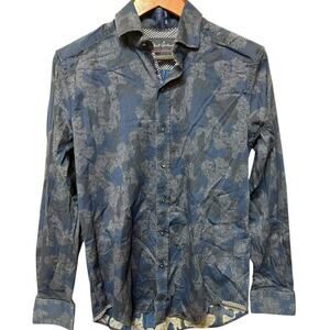 Robert‎ Graham Modern Americana Navy Patterened Long Sleeve Buttown Down - S